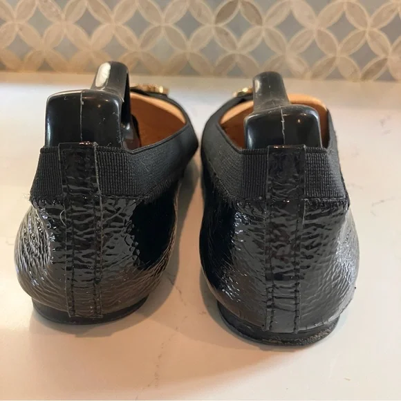 Tory Burch Womens Size 7.5 Black Patent Leather Caroline Ballet Flats - Picture 5 of 13